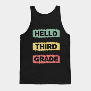 Hello Third Grade Cute Back to School RETRO Gift for Kids and Teachers Tank Top